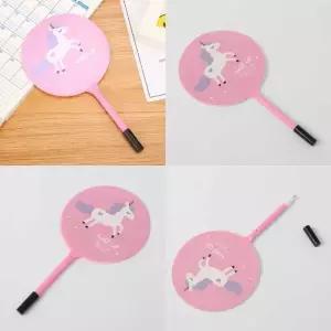 어린이 부채 볼펜 핑크색 캐릭터 컬러 세트 재미있는 필기구