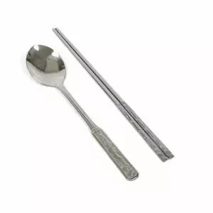 인삼 무늬 스테인리스 숟가락 음식전용 스텐 수저 업소용 스푼 세트