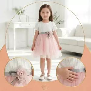 여아공주 샤원피스 유아 아기 드레스 자수 디테일 생일파티 핑크
