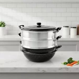 대용량 알루미늄 3단 찜기 36cm 업소용 가정용 만두 찜솥