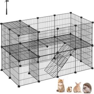 SONICS 반려동물 울타리 토끼 기니피그 케 케이블 강아지/토끼용 2층 철망 아파트 스타일 빌라 실내 사용