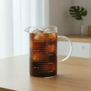 내열유리 계량컵 눈금 비커 저그 손잡이형 1000ml 베이킹 홈카페 도구
