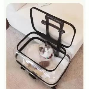 펫 박스 더블 레이어 2대 고양이 여행가방 휴대용 강아지 대용량 투명 다마 유모차