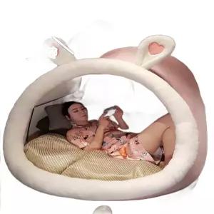 실내 보온 텐트 만화방 침대 난방 핑크 겨울 난방텐트