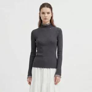 [NS홈쇼핑][샵앤] 여성 레이스 프릴 하이넥 하트 니트 티셔츠 SIU-WKN-21117[35828446]