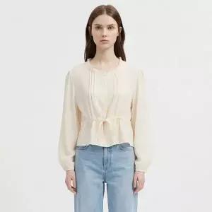 [NS홈쇼핑][샵앤] 여성 프릴 라운드넥 허리스트링 단추 블라우스 SIU-WBL-21119...