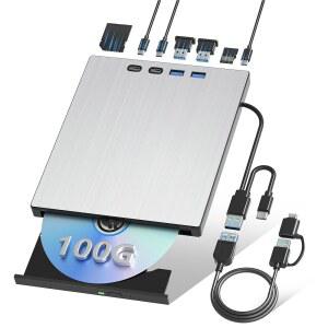 노트북 블루레이 버너 외장 드라이브 PC 호환 BD DVD 지원 3.0 Windows Linux Type-C 100GB 휴대용 리더, 플레이어 USB OS와 Mac CD 디스크 블러레이