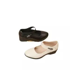 여친 여름 가을 진가죽 빅사이즈 단화 구두 토 봄가을 라운드 방지 통기성 웨지 슈즈 폼 미끄럼 힐 중장년