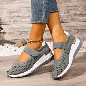 캐주얼 여자 통굽 단화 웨지 여름용 빅사이즈 조끼 패피2