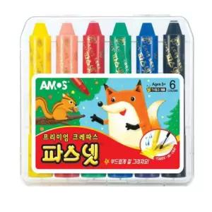 옆집샵 크레파스 6색 어린이 미술 시간 필수품 휴대하기 좋은 미니 구성