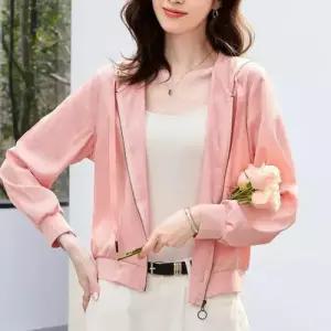 볼사스 후드 카디건 래쉬가드 얇은 집업 숏 슬림핏 쉬폰 여성용 여름 캐주얼 ADOR2