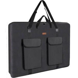 TreochtFUN 하드 사이드 아트 포트폴리오 가방 24 X 36, 메탈 리지드 프레임, 아트워크, 광고, 캔버스, 보드, 스크린 모니터 및 디스플레이용 견고한 패브릭으로 헤비 듀티 아트 휴대용 케이스 업그레이드(블랙)