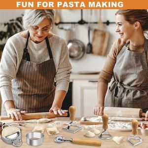 롤러 휠이 메이커 세트 손잡이가 도구 프레스 달린 세트 6개 라비올리 만두 나무 만들기 커터 라자냐 파스타