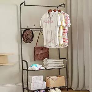 스탠딩 옷걸이 다용도 스탠드 철제 선반형 행거 침실 옷방 모자걸이 베이직 수납장 시스템 신발 가방 의류