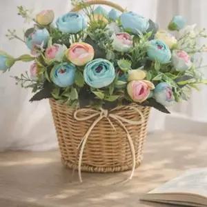 뉴 쉐비로즈 라탄 벽걸이 화분 4color 조화 꽃바구니