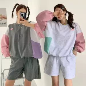 여성 봄 여름 88까지 바스락 바람막이 맨투맨 반바지 트레이닝 세트 츄리닝 셋업 PST0414S 빅사이즈 루즈핏