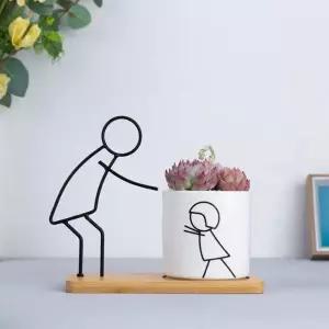 [셀러에이드]철제 다육이 가족 화분 미니 식물 인테리어 디자인 원예 소품 데코