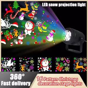 빔프로젝터 2024 프로젝터 Led 조명 크리스마스 DJ 파티 무대 1PC 16 패턴 실내 실외 레이저 램프 휴일