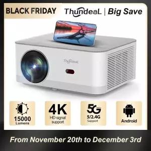 빔프로젝터 ThundeaL 휴대용 미니 프로젝터 FHD 1080P 풀 HD 빔 4K 비디오 와이파이 안드로이드 TD92 프로
