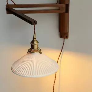 빈티지 접이식 우드램프 자바라 벽걸이 유리 조명 커피 식탁 확장형 나무