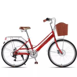 24인치 자전거 여성 생활 클래식 완조립 공원 바구니 출퇴근 레트로 시티 여