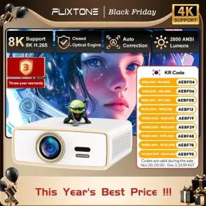 빔프로젝터 플릭스톤 E900 미니 풀 HD 1080 프로젝터 2K 4K 8K 와이파이 3G 64G 비디오 홈 무비 시어터 휴