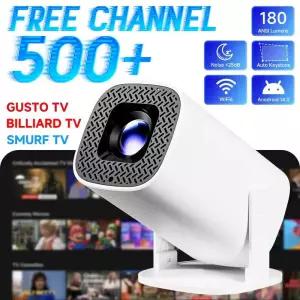 빔프로젝터 HONGTOP P30PLUS 500 채널 스마트 미니 프로젝터 4K 1280 x 720P WiFi6 홈시어터 휴대용
