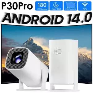 빔프로젝터 P30PRO 1080px720p 화면 미러링 스마트 프로젝터 4K 안드로이드 14 WiFi6 홈시어터 야외 휴대용