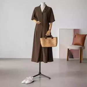 (안나앤플러스) A. 벨른 엠보 카라 원피스[드레스E0130H02] 빅사이즈