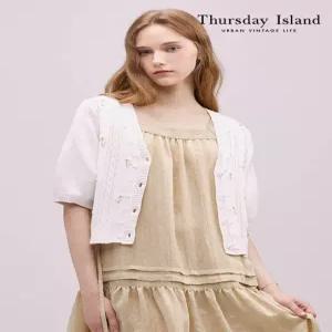 [써스데이아일랜드][Thursday Island] 플라워 자수 반팔가디건(T244MCD236W)