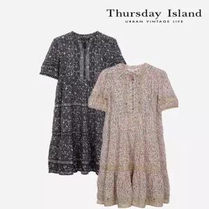 [써스데이아일랜드][Thursday Island] 플라워 패턴 보더 믹스 원피스(T244MOP283W)