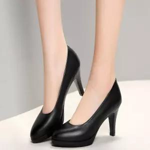 하이힐 페미닌 정장 여성 시크 스틸레토힐 블랙 무광 구두 가보시힐 [mE3D193]