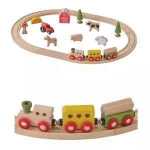 자석연결 원목 기차 역할놀이 장난감 어린이집 아기블록 유치원