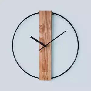 북유럽스타일 오크 원목 와이어 인테리어 거실 무소음 벽시계 40cm