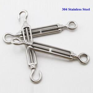M5~M24 304 스테인레스 스틸 턴버클 플랜지 볼트 후크 와이어 로프 장력 장치 차양막 방수포 설치 DIY 도구