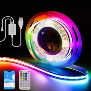 PAUTIX RGB 스마트 IC USB LED 조명 5V COB 스트립 전원 공급 UL 목록 멀티컬러 플렉서블 테이프