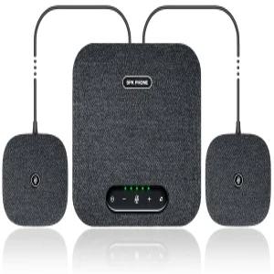 컨퍼런스 스피커 및 마이크 확장 2개 포함 블루투스/USB 스피커폰 360 향상된 음성 픽업 최대 20명까지