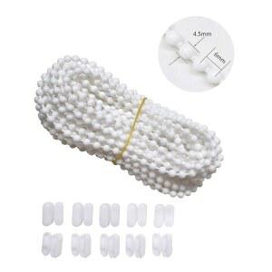 루안수 10미터(10.94야드), 롤러 블라인드 비드 체인 코드용 커넥터 10개 포함 베네치아 벌집 수직 그늘막 블라인드 코드 롤러 블라인드 교체 부품 수리 피팅(흰색)