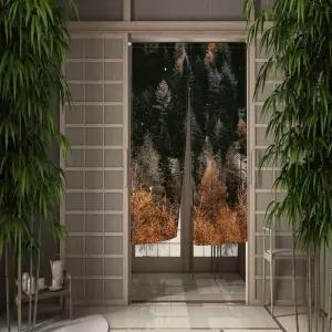 전동커튼 도어 커튼 달 밤 파티션 주방 출입구 카페 Lzakaya 입구 Noren 목걸이 하프