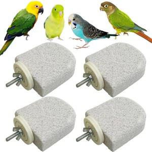 PINVNBY 4 PCS 버드 퍼치 스탠드 앵무새 칼슘 퍼치 부리 갈기 돌발 발톱 트리머 잉꼬 플랫폼 앵무새 씹기 장난감 소형 코카티엘 콘큐어 러브버드 핀치용