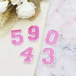 의류 자수 옷와펜 핑크 리폼 열접착패치 숫자 패치 와펜 옷패치 연분홍 오버로크 의류패치