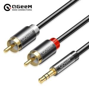 QGeeM RCA 케이블 - 3.5mm 오디오 잭 AUX (DJ 앰프 서브우퍼 믹서 홈시어터 DVD용)