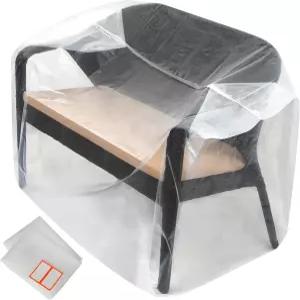 2팩 파티오 러브시트 벤치 커버 - 재사용 가능하고 튼튼한 투명 플라스틱 야외 가구 방수 추가 두께의 소파