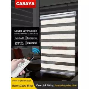전동커튼 CASAYA 전동 얼룩말 블라인드 실버 더스트 커버 거실 사무실 주야간