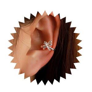 안델라이시 보호 크리스탈 잠자리 이어 커프 - 귀걸이의 빈티지 골드 클립 - 여성용 피어싱 연골 주얼리 없음