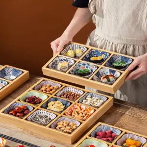 반찬접시 칸막이 트레이 나무그릇 구절판 일본식 나눔접시