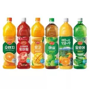 한번에먹자 델몬트 1.5L 과즙음료 6종 각 1개 / 오렌지+망고+제주사랑감귤사랑+매실+알로에+토마토/총 6