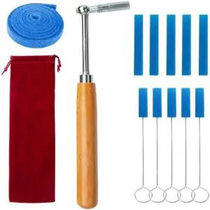 콘차시엘로 피아노 튜닝 키트 휴대용 벨벳 가방 렌치 긴 뮤트 펠트 고무 포함 범용 도구 세트 초보자 및