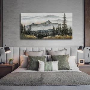 거실을 위한 추단하오 그린 월 아트 보호 픽처스 포레스트 모던 데코 침실 사무실 장식 마운틴 프린트