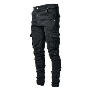 헝슨 남성용 슬림 핏 스트레치 청바지 찢어진 스키니 진, 스트레이트 레그 패션 컴포트 플렉스 허리 팬츠